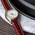 Bespoke Watch Strap in Maroon Red Circular Grains Alligator