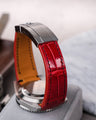 Bespoke Watch Strap in Ferrari Red Crocodile