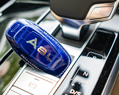 Bespoke Key Fob Cover in Electric Blue Crocodile