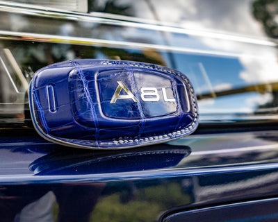 Bespoke Key Fob Cover in Electric Blue Crocodile