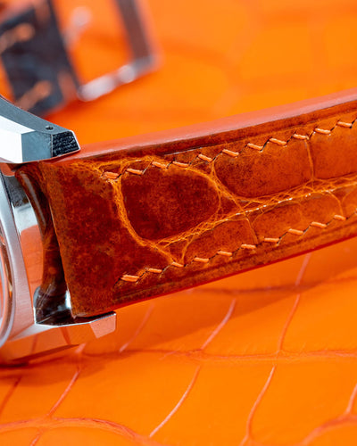 Bespoke Watch Strap in Orange Himalayan Crocodile