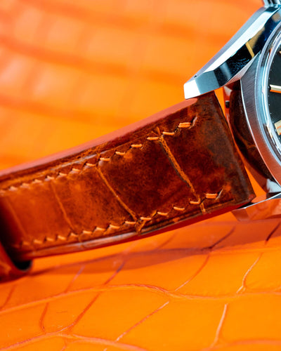 Bespoke Watch Strap in Orange Himalayan Crocodile