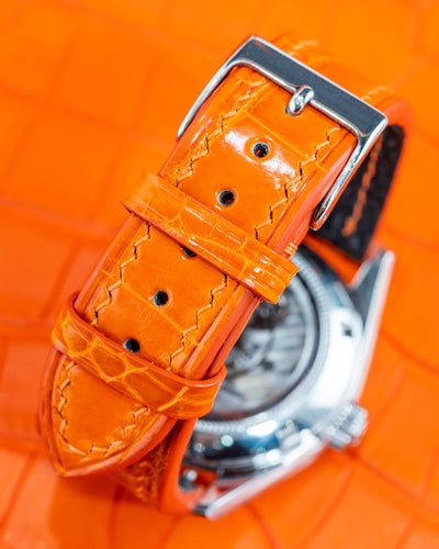 Bespoke Watch Strap in Orange Himalayan Crocodile