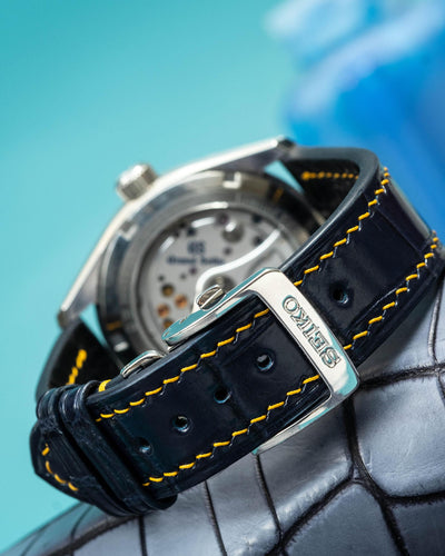 Bespoke Watch Strap in Navy Blue Crocodile