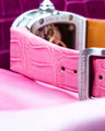 Bespoke Watch Strap in Baby Pink Crocodile