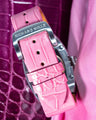 Bespoke Watch Strap in Baby Pink Crocodile