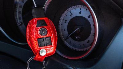 Bespoke Key Fob Cover in Ferrari Red Crocodile