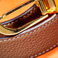 Bespoke Reversible Belt in Taupe & Orange Togo