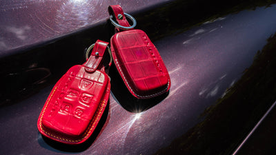 Bespoke Key Fob Cover in Ferrari Red Crocodile