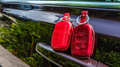 Bespoke Key Fob Cover in Ferrari Red Crocodile