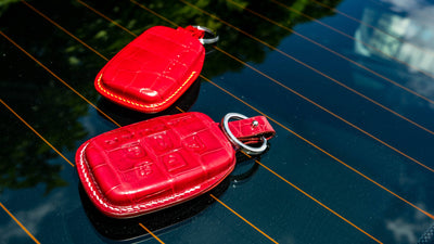 Bespoke Key Fob Cover in Ferrari Red Crocodile