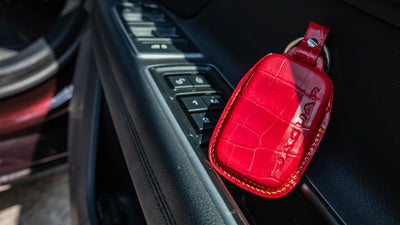 Bespoke Key Fob Cover in Ferrari Red Crocodile