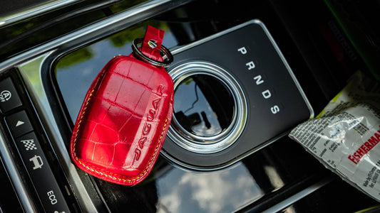 Bespoke Key Fob Cover in Ferrari Red Crocodile