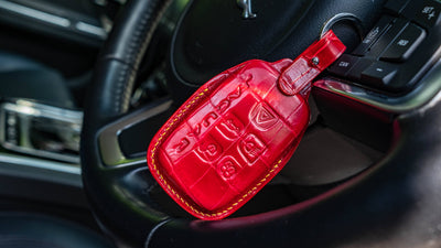 Bespoke Key Fob Cover in Ferrari Red Crocodile