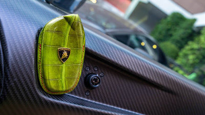 Bespoke Key Fob Covers in Apple Green Himalayan Crocodile