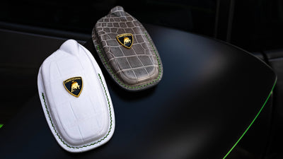 Bespoke Key Fob Covers in White & Grey Crocodile