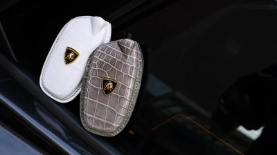 Bespoke Key Fob Covers in White & Grey Crocodile