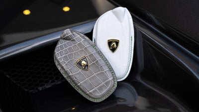 Bespoke Key Fob Covers in White & Grey Crocodile