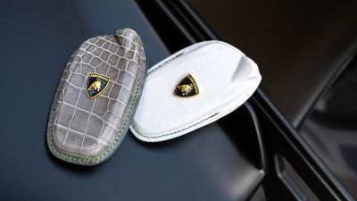 Bespoke Key Fob Covers in White & Grey Crocodile