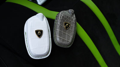 Bespoke Key Fob Covers in White & Grey Crocodile