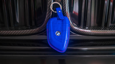 Bespoke Key Fob Cover in Electric Blue Crocodile