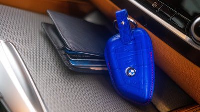 Bespoke Key Fob Cover in Electric Blue Crocodile