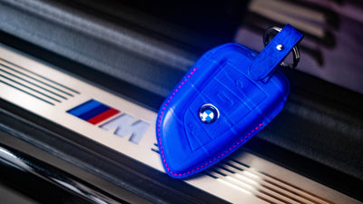 Bespoke Key Fob Cover in Electric Blue Crocodile