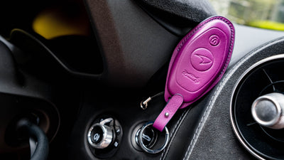 Bespoke Key Fob Cover in Purple Nappa