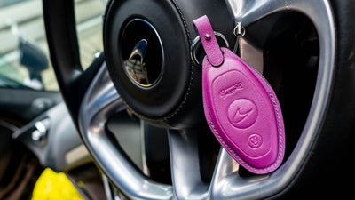 Bespoke Key Fob Cover in Purple Nappa