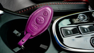 Bespoke Key Fob Cover in Purple Nappa