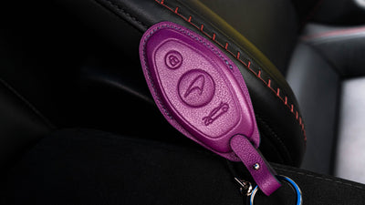 Bespoke Key Fob Cover in Purple Nappa