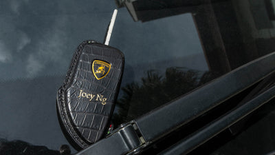 Bespoke Key Fob Cover in Black Crocodile