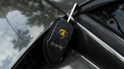 Bespoke Key Fob Cover in Black Crocodile