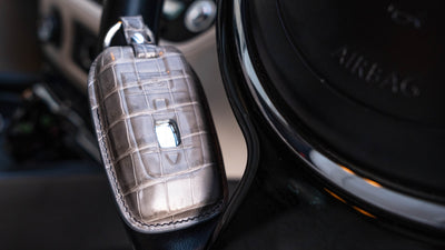 Bespoke Key Fob Cover in Grey Crocodile