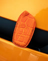 Bespoke Key Fob Cover in Matte Orange Crocodile