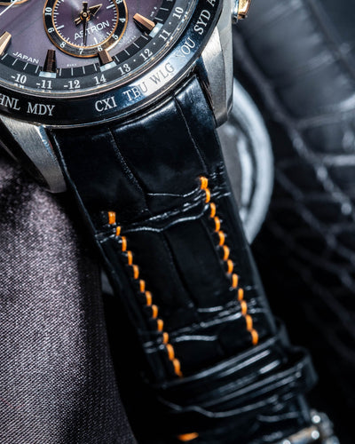 Bespoke Watch Strap in Black Crocodile