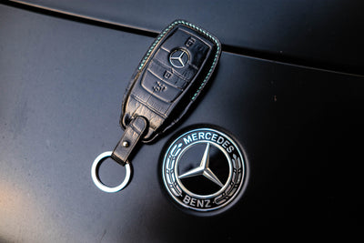 Bespoke Key Fob Cover in Jet Black Crocodile