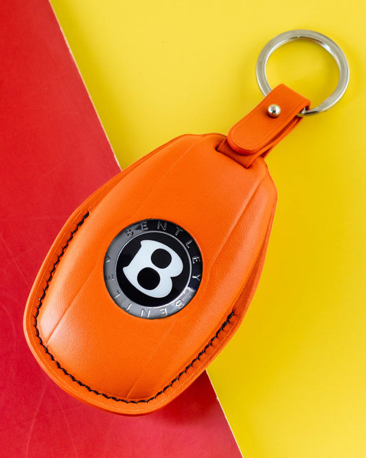 Bespoke Key Fob Cover in Orange Nappa