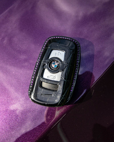 Bespoke Key Fob Cover in Black Crocodile