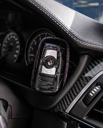 Bespoke Key Fob Cover in Black Crocodile