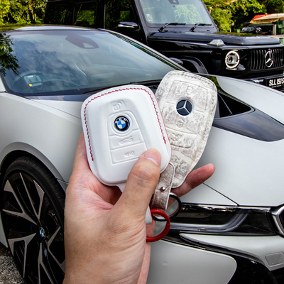 Bespoke Key Fob Cover in White Nappa