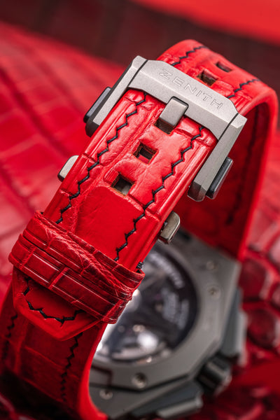 Bespoke Watch Strap in Red Hiamalayan Crocodile