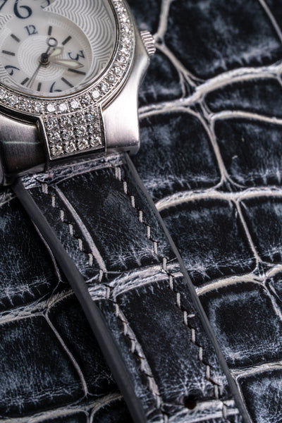 Bespoke Watch Strap in Black Silver Alligator