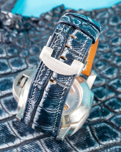 Bespoke Watch Strap in Denim Crocodile