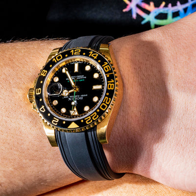 Solitaire Rubber straps in Classic Black for Rolex GMT-Master II 116718LN