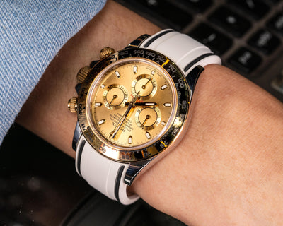 Solitaire Rubber straps in Cookie White for Rolex Daytona 116503