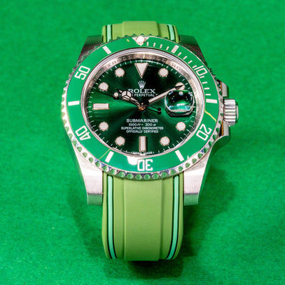 Solitaire Rubber straps in Deep Emerald Green for Rolex Submariner Hulk 116610LV