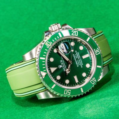 Solitaire Rubber straps in Deep Emerald Green for Rolex Submariner Hulk 116610LV