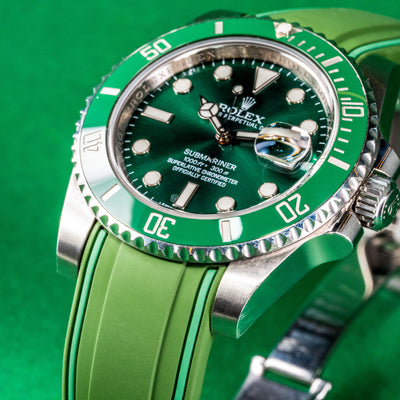 Solitaire Rubber straps in Deep Emerald Green for Rolex Submariner Hulk 116610LV