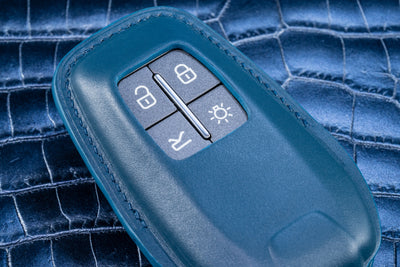 Bespoke Key Fob Cover in Navy Blue Nappa